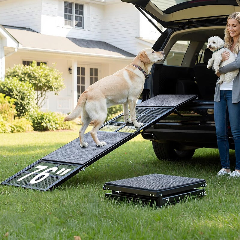 DoCred Dog Ramp for Car, 76" L x 20" W Dog Ramps for Large Dogs, Extra Wide Pet Ramp with Non-Slip Surface for Medium & Large Dogs to Get in Car, SUV & Truck, Supports Up to 350 Lbs - Image 1